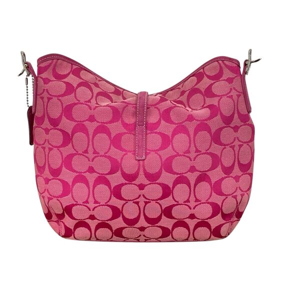 Vintage Y2K Coach Signature Hampton Clip Hobo Pink Jacquard Shoulder Bag 6845 - Picture 3 of 16